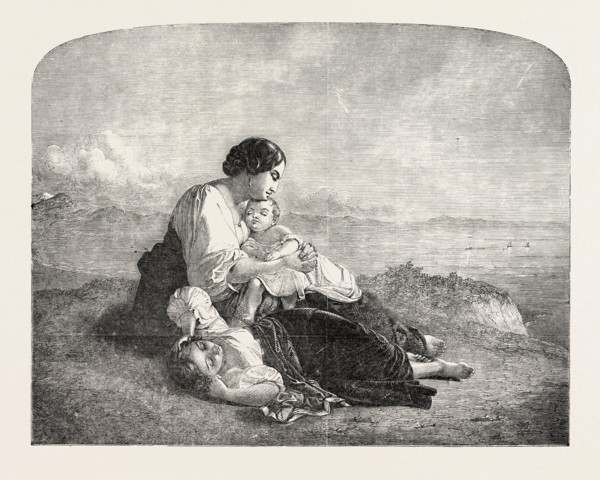 THE NEAPOLITAN FISHERMAN'S FAMILY, PAINTED BY RIEDEL, 1851 engraving