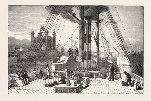 MARSHALL'S MOVING DIORAMA OF A TOUR THROUGH EUROPE, DEPARTURE OF THE 'JOHN BULL' STEAMER EXHIBITED