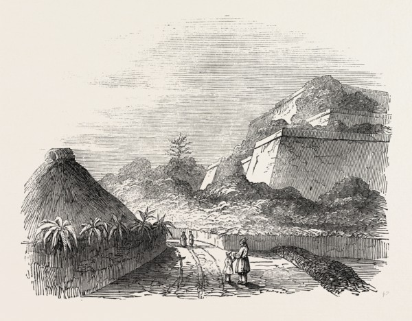 SHUIDI, THE CAPITAL OF LOO CHOO, CHINESE SEAS, LOO-CHOO ISLANDS, RYUKYU ISLANDS, 1851 engraving