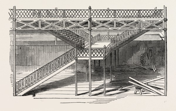 STAIRCASE OF THE GREAT EXHIBITION BUILDING, THE CRYSTAL PALACE, HYDE PARK, LONDON, UK, 1851