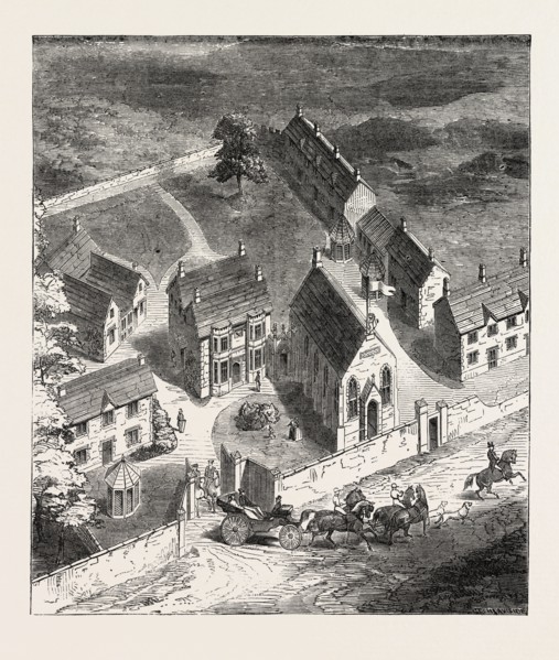THE AGAPEMONE, AT CHARLINCH, NEAR TAUNTON, UK, 1851 engraving