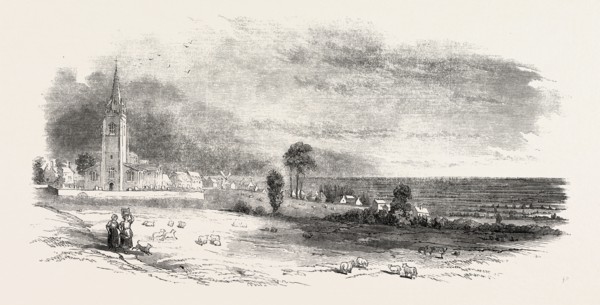 WHITTLESEA MERE, FROM YAXLEY, UK, 1851 engraving
