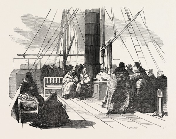 STEAM FERRY BOAT, GREAT BELT, DENMARK, 1851 engraving