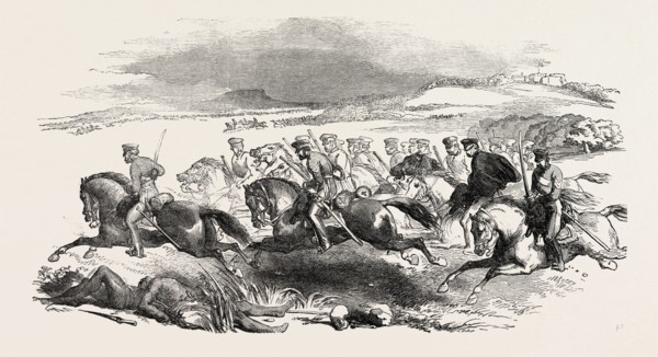 THE KAFFIR WAR: MAJOR-GENERAL SIR HARRY SMITH'S ESCAPE FROM FORT COX, SOUTH AFRICA, 1851 engraving