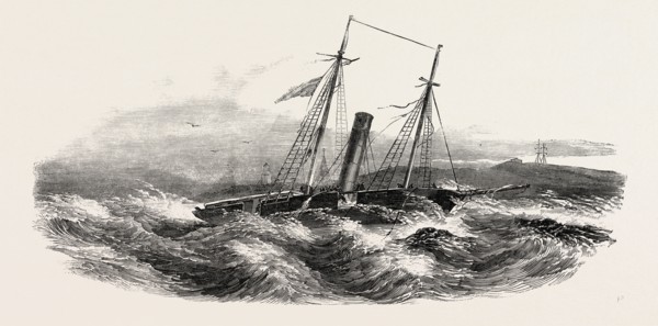 WRECK OF THE BORDER QUEEN STEAMER, ON THE WINGA ISLET, DENMARK, 1851 engraving