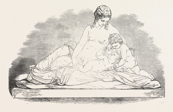 EXHIBITION OF THE ROYAL ACADEMY, THE MOTHER (SCULPTURE), BY J.H. FOLEY, A., 1851 engraving
