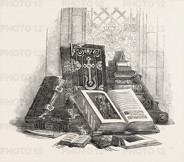 GROUP OF BOOKS, BY HANICQ, OF MECHLIN, 1851 engraving