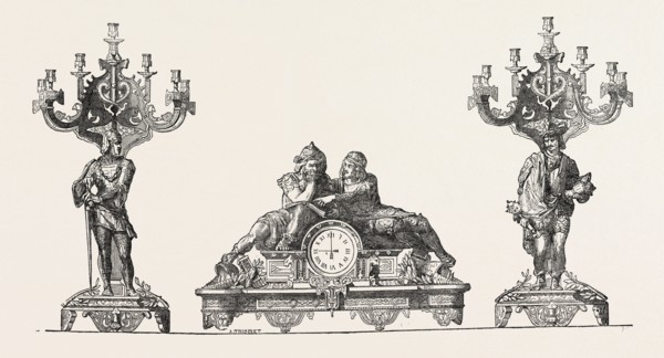 CHIMNEY ORNAMENTS IN BRONZE, BY M.M. LEROLLE FRERES, 1851 engraving