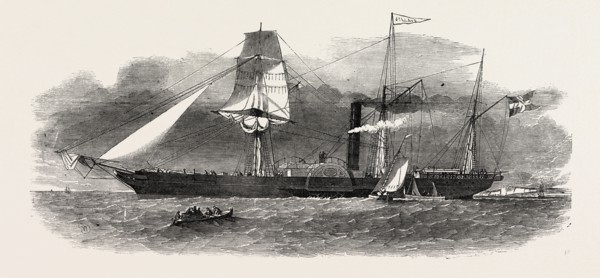 THE JYLLAND, DANISH GOVERNMENT STEAMER, 1851 engraving