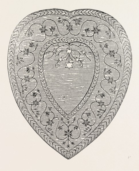 HEART-SHAPED DISH OF JASPER, JEWELLED, BY THE EAST INDIA COMPANY, 1851 engraving