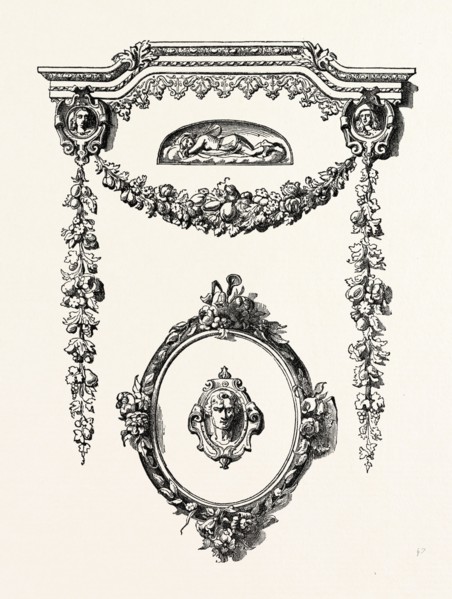 STAMPE LEATHER ORNAMENTS, BY LEAKE, 1851 engraving