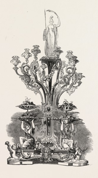 CENTREPIECE, BY MESSRS. LAMBERT AND RAWLINGS, 1851 engraving