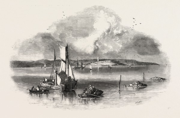 EXMOUTH, FROM STARCROSS, UK, 1851 engraving