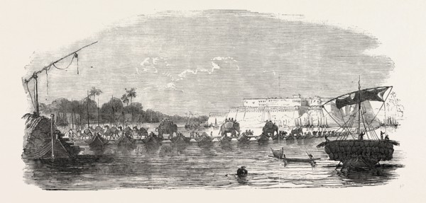 LINE OF RAILWAY FROM CALCUTTA TO DELHI: FORTRESS OF ALLAHABAD, BRIDGE OF BOATS ACROSS THE JUMNA,