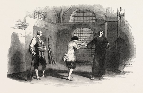 SCENE FROM BEETHOVEN'S FIDELIO, AT THE ROYAL ITALIAN OPERA, LONDON, UK; Grieve and Telbin's