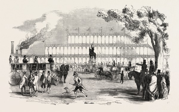 COLOSSAL STATUE OF RICHARD COEUR DE LION, WESTERN END OF THE GREAT EXHIBITION BUILDING, UK, 1851