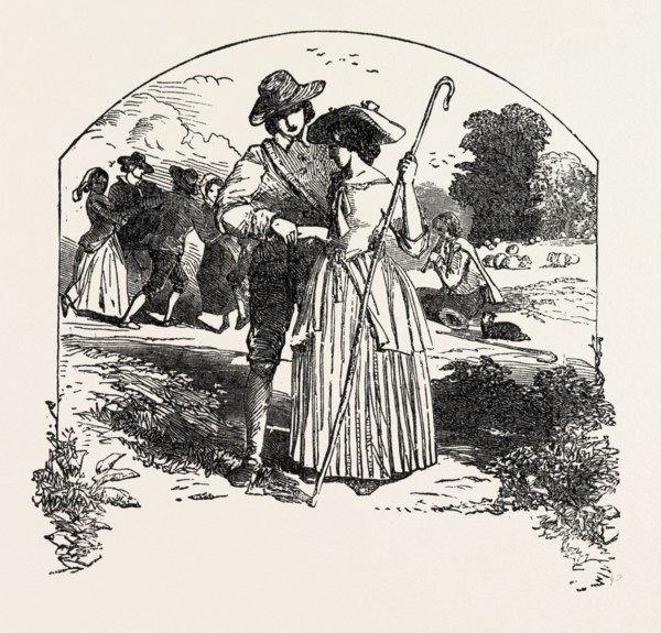 THE PASSIONATE SHEPHERD TO HIS LOVE BOOK OF ENGLISH SONGS, 1851 engraving