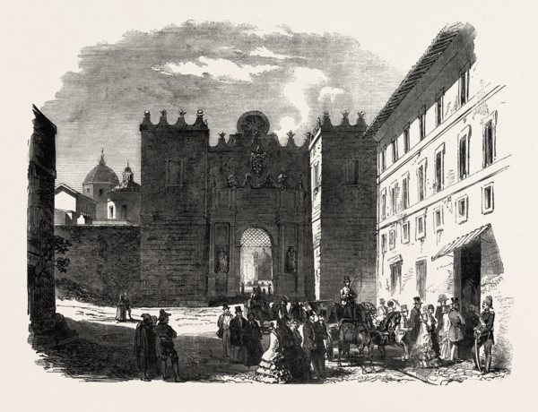 ENGLISH PROTESTANT PLACE OF WORSHIP AT ROME, ITALY, 1851 engraving