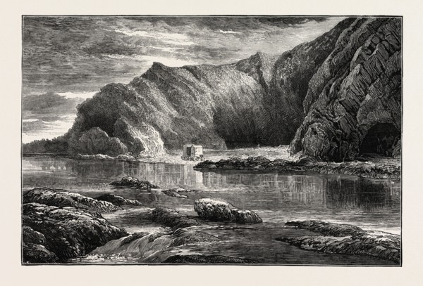 ILFRACOMBE: SCENE OF THE FATAL BATHING ACCIDENT, DEVON, UK, 1873 engraving
