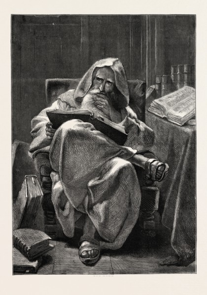 THE MONK, FROM THE PICTURE BY CARL HAAG, 1873 engraving