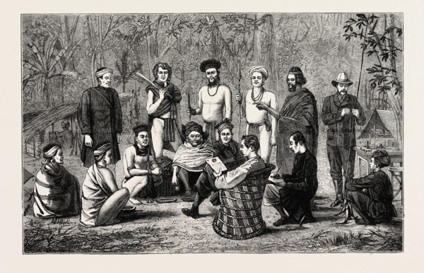 INDIAN SKETCHES: THE LATELY INDEPENDENT GARO CHIEFS TENDERING THEIR SUBMISSION TO CAPTAIN