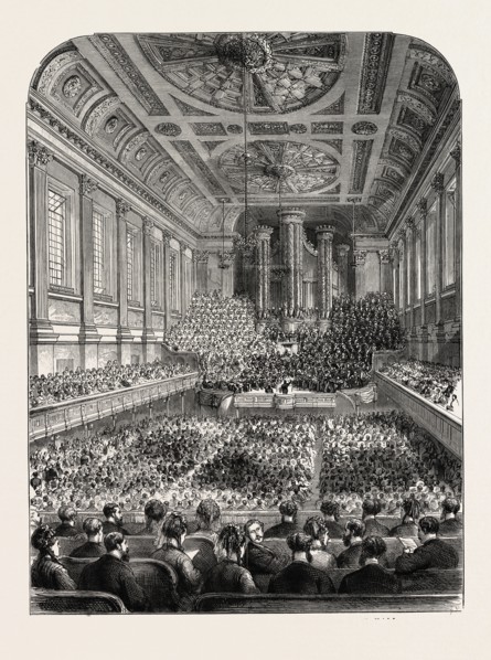 THE BIRMINGHAM MUSICAL FESTIVAL: INTERIOR OF THE TOWN HALL, UK, 1873 engraving