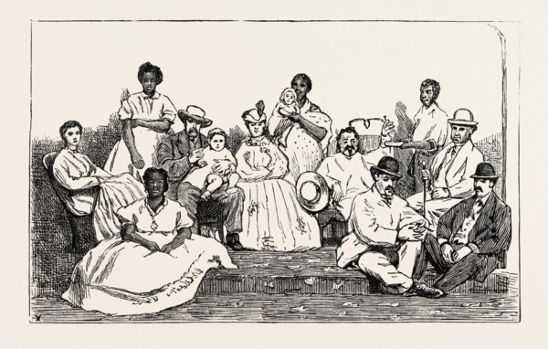 A PLANTER AND HIS FAMILY, 1873 engraving
