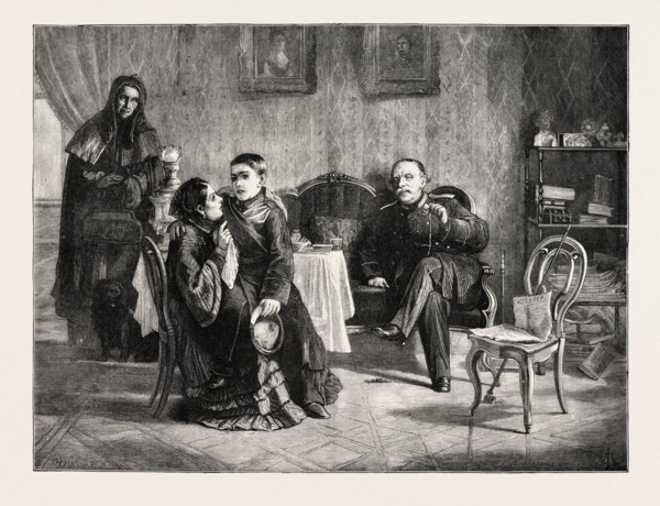LIFE IN RUSSIA: LEAVING FOR THE MILITARY SCHOOL AFTER THE HOLIDAYS, FROM THE PAINTING BY A.