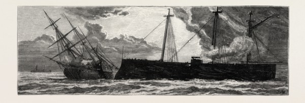 THE CARTAGENA INSURRECTION, SPAIN: THE INSURGENT FRIGATE NUMANCIA RUNNING DOWN HER CONSORT THE