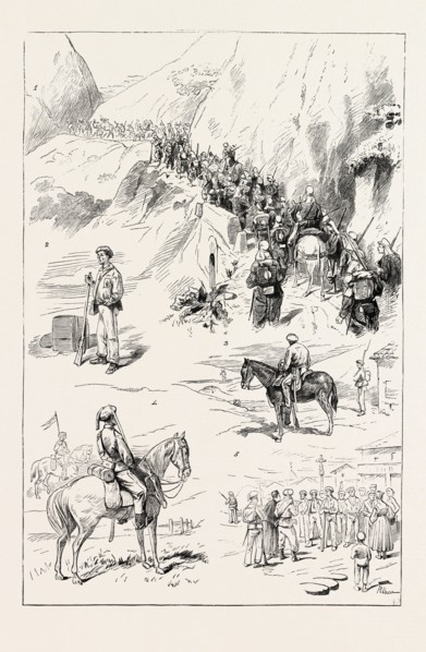 THE CARLIST WAR IN THE NORTH, SPAIN: 1. A Republican Column on the March. 2. A Carlist Custom House