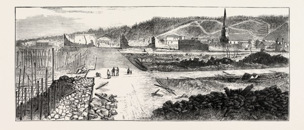 THE GREAT FIRE AT PORTLAND, OREGON, U.S.A., UNITED STATES OF AMERICA, US, USA, 1873 engraving
