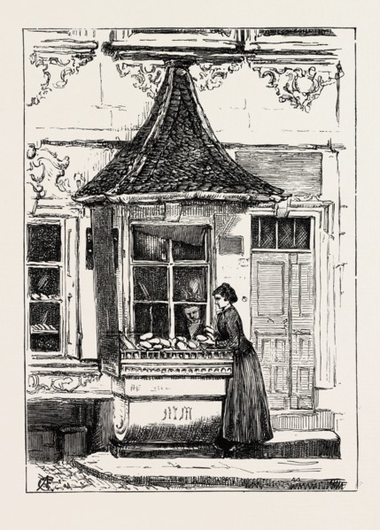 BAKER'S SHOP AT WURZBURG, GERMANY, 1873 engraving