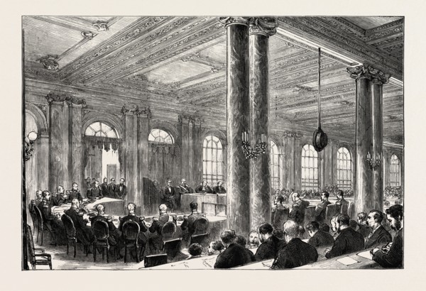 TRIAL OF MARSHAL BAZAINE AT VERSAILLES, FRANCE: GENERAL VIEW OF THE COURT; Duc d'Aumale, Marshal