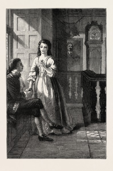 THE OLD CLOCK ON THE STAIRS, BY A. RANKLEY, 1873 engraving