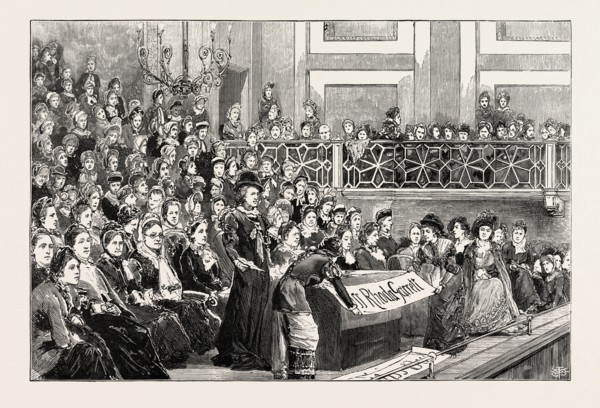 WOMEN'S SUFFRAGE: THE NATIONAL DEMONSTRATION AT ST. JAMES'S HALL, UK