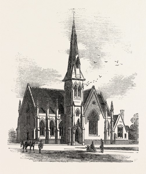 CHELSEA NEW CONGREGATIONAL CHURCH, MARKHAM SQUARE, UK, 1860 engraving