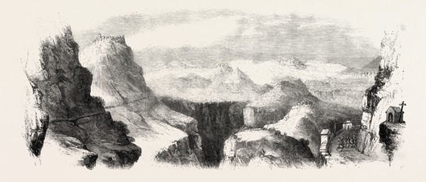 GARIBALDI'S MARCH THROUGH CALABRIA: VIEW FROM MAIDA TOWARD SOVERIA, ITALY, 1860 engraving