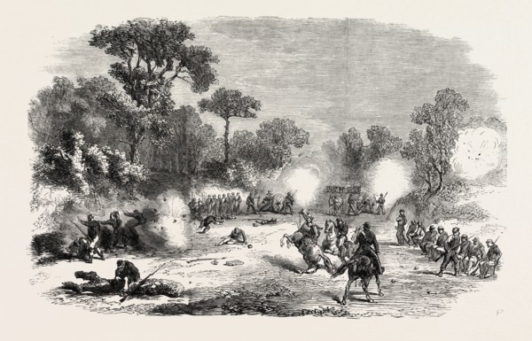 THE REVOLUTION IN NAPLES: BEFORE CAPUA, 19 SEPTEMBER, 1860, SEVERE FIRE ON THE NATIONAL TROOPS FROM