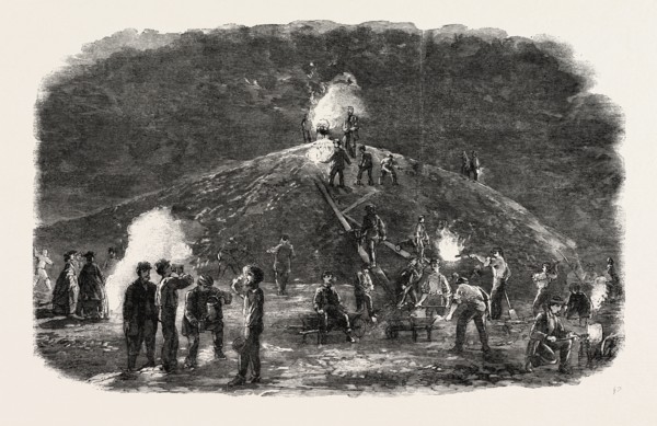 THE DEPTFORD RIFLE CORPS (34TH KENT) FORMING EARTHWORKS FOR THEIR SHOOTING GROUND BY TORCHLIGHT,