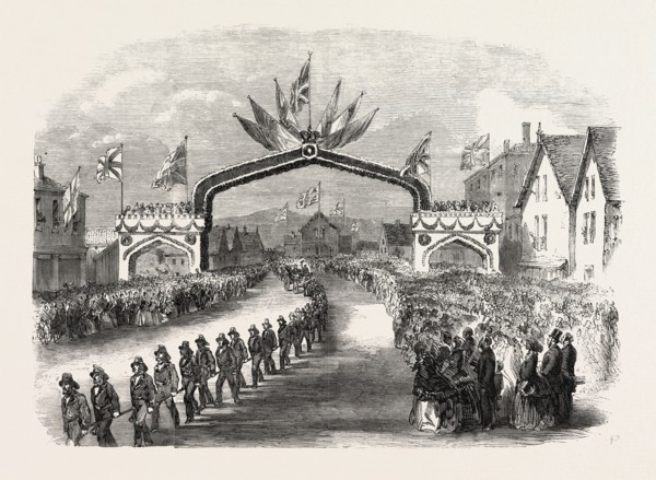 THE MEMBERS OF THE FIRE COMPANIES DRAWING THE PRINCE OF WALES THROUGH CARLETON, A SUBURB OF ST.