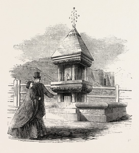 NEW DRINKING FOUNTAIN AT SCARBOROUGH, UK, 1860 engraving