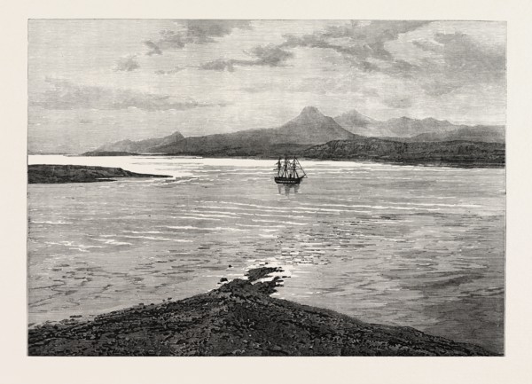 THE OCEAN DEPTH EXPLORING VOYAGE: H.M.S. CHALLENGER AT ANCHOR IN ROYAL SOUND, KERGUELEN LAND