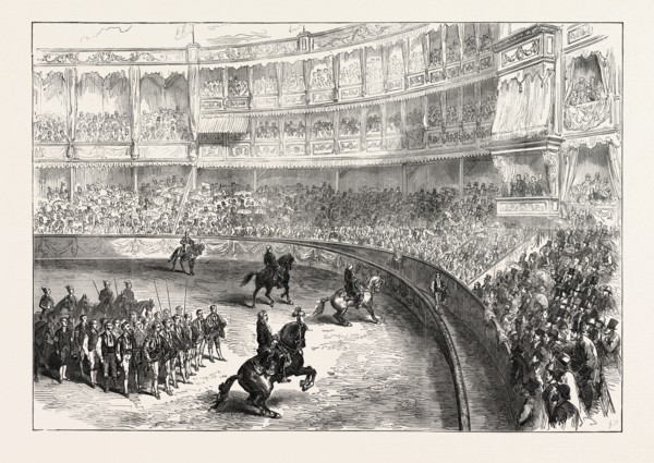 A BULL FIGHT AT LISBON: THE PERFORMERS SALUTING THE AUDIENCE, PORTUGAL