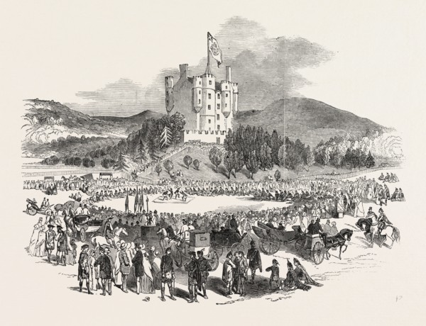 GRAND GATHERING OF THE HIGHLAND CLANS, THE FARQUHARSON CHILDREN DANCING A REEL, SCOTLAND, UK, 1851