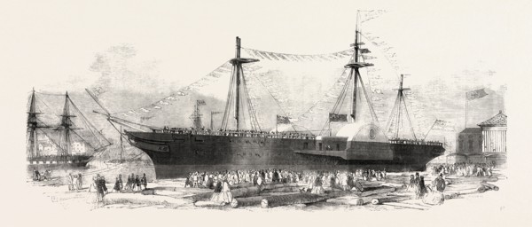 LAUNCH OF THE "DEMERARA" ROYAL MAIL STEAMSHIP, AT BRISTOL, UK