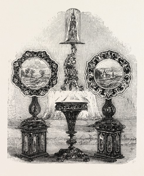 GROUP OF ARTICLES IN PAPIER MACHE, BY SPIERS AND SON, OXFORD