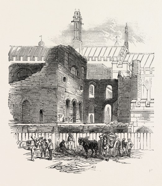 REMAINS OF THE OLD HOUSES OF PARLIAMENT, OCTOBER 27, 1851, LONDON, UK