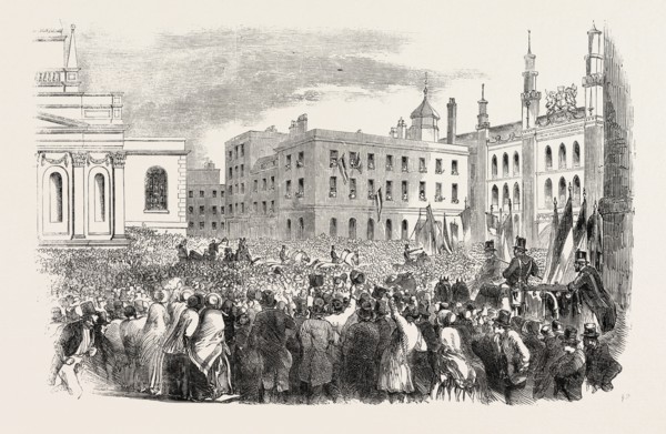 ARRIVAL OF M. KOSSUTH IN GUILDHALL YARD, LONDON, UK