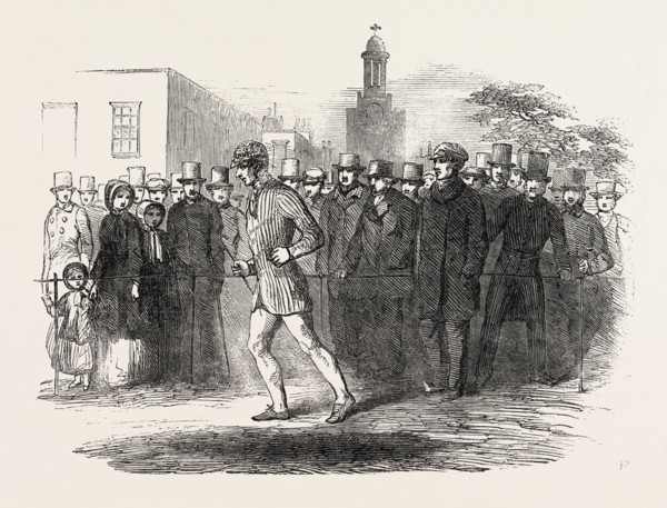 RICHARD MANKS, THE PEDESTRIAN COMPLETING HIS THOUSANDTH MILE, ON KENNINGTON OVAL, UK