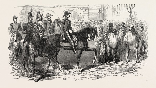 REVOLUTION IN FRANCE: THE PRESIDENT AND HIS STAFF, IN THE STREETS OF PARIS, 1851
